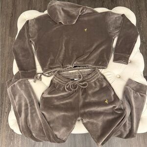 Brown Velour Hoodie and Jogger Set